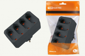 Блок на 4 гнезда 2П 2,5 А 250 B под плоскую вилку черный | SQ1806-0303 | TDM