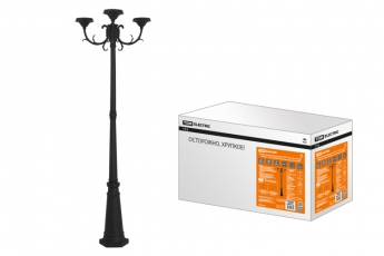 Опора парковая, без рассеив. НТУ 015, E27, 3x100 Вт, байонет 145 мм, H2005 мм, алюм, черн, IP54, | SQ0330-2004 | TDM