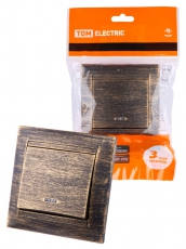 Выключатель 1 кл. с подсветкой 10А старинная бронза 