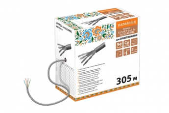 Кабель витая пара народный U/UTP Cat 5e 4х2х24AWG (305м) PVC, серый | SQ0107-0116 | TDM