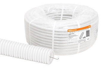 Труба гибкая гофрированная ПВХ d 16 с зондом (50 м) легкая, белая | SQ0401-0316 | TDM