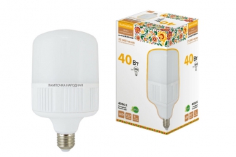Лампа светодиодная T-40 Вт-230 В-4000 К–E27 (120x207 мм) НАРОДНАЯ | SQ0340-1579 | TDM
