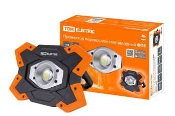 Прожектор переносной светодиодный ФП5, 15 Вт, 1250 лм, Li-Ion 3,7 B 6,6 A*ч, USB | SQ0350-0055 | TDM