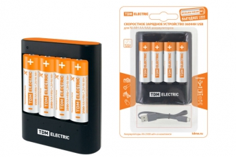 Зарядное устройство 36044Н (3600 mA 4 слота АА/ААА 4 кан.+4xAA2500 USB) | SQ1702-0101 | TDM