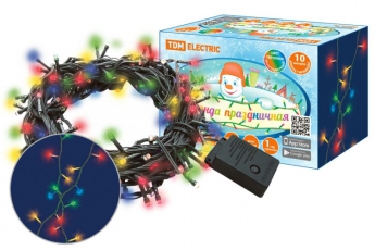 Гирлянда светодиодная СГ100MЗ10, многоцвет., зеленый шнур, 10м, 8 режимов, 250 В, | SQ0361-0041 | TDM ELECTRIC