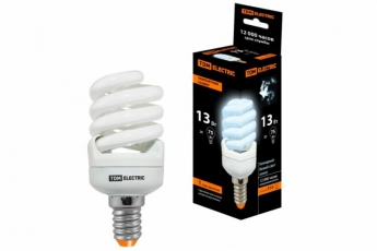 Лампа энергосберегающая КЛЛ-FS-15 Вт-2700 К–Е14 | SQ0323-0004 | TDM