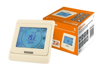 Термостат для теплых полов электронный сенсорный ТТПЭ-2 16А 250В с датчиком 3м сл кость | SQ2503-0004 | TDM