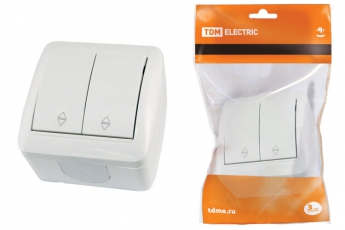 Выключатель на 2 направления 2-кл. открытой установки IP44 10А белый 