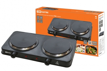 Электроплитка двухконф. ЭПД2 230 В, 2х1 кВт, диск, черная, | SQ2504-0010 | TDM