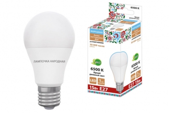 Лампа светодиодная НЛ-LED230-A60-15 Вт-230 В-6500 К-Е27, (60х118 мм), Народная | SQ0340-1634 | TDM