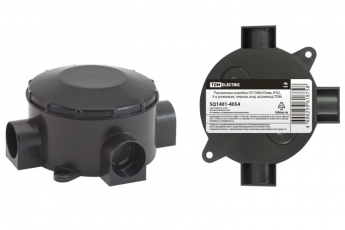 Коробка распределительная о/п D80х35мм, IP42, 3-х рожковая, черная, инд. штрихкод | SQ1401-4054 | TDM