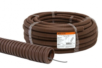 Труба гибкая гофрированная ПВХ 16мм с протяжкой лёгкая 