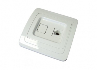 Розетка компьютерная RJ-45 + TФ (RJ-11) белая 