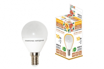 Лампа светодиодная FG45-10 Вт-230 В-4000 К–E14 Народная | SQ0340-1606 | TDM