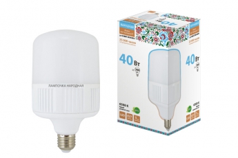Лампа светодиодная T-40 Вт-230 В-6500 К–E27 (120x207 мм) НАРОДНАЯ | SQ0340-1580 | TDM