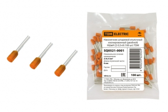 Наконечник штыревой втулочный изолированный (двойной) НШвИ (2) 0,5х8 (100 шт)  | SQ0521-0001 | TDM