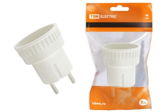 Адаптер (розетка б/з - SHUKO) 6А 250В белый | SQ1806-0023 | TDM