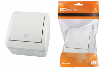 Выключатель на 2 направления 1-кл. открытой установки IP44 10А белый 