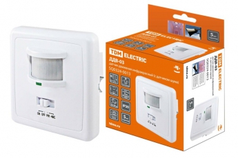 Датчик движения ДДВ-03 500Вт, 5-480с, 2-12м, 5+Лк, 140гр, 30-90Дб, IP20, | SQ0324-0013 | TDM