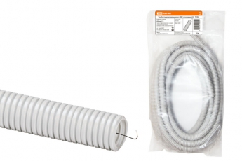 Труба гибкая гофрированная ПВХ 20мм с протяжкой лёгкая (10м) | SQ0401-0032 | TDM