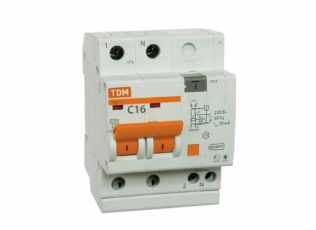 Выключатель автоматический дифференциального тока АД12 2п 16А C 10мА тип AC (4 мод) | SQ0204-0005 | TDM