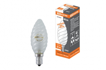 Лампа накаливания ЛОН 40Вт E14 230В свеча витая матовая | SQ0332-0021 | TDM