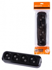 Колодка розеточная 4 гнезда 2П б/з 10А 250В черная | SQ1806-0111 | TDM