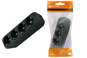 Колодка розеточная 4 гнезда 2П+3 16А 250В черная | SQ1806-0114 | TDM