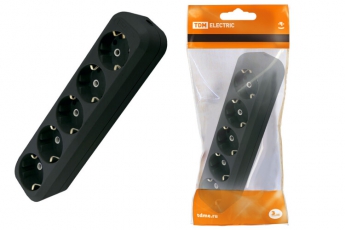 Колодка розеточная 5 гнезд 2П+3 16А 250В черная | SQ1806-0135 | TDM