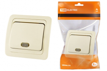 Выключатель 1-кл. с подсветкой 10А сл. кость 