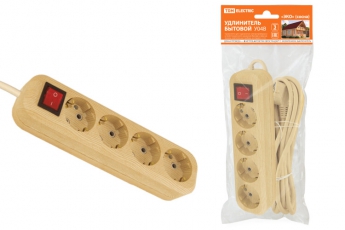Удлинитель бытовой У04В выключатель, 4 гнезда, 5метров,2П+3, ПВС 3х1мм2 