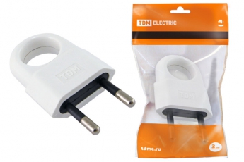 Вилка б/з с кольцом белая 10А 250В (евровилка CEE 7/16) | SQ1806-0189 | TDM