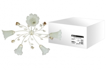 Люстра НСБ 02-02 Юнона 5х40Вт ЛН Е14 белый с золотом | SQ0370-0013 | TDM