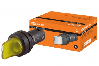 Переключатель на 2 положения с фиксацией SB7-CK2561-24V короткая ручка(LED) d22мм 1з желтый | SQ0746-0058 | TDM