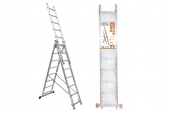 Лестница алюминиевая, ЛА3х10, 3х секционная х 10 ступеней, h=6270 мм, Народная | SQ1028-0202 | TDM