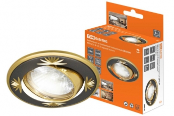 Светильник точечный встраиваемый под лампу поворотный СВ 02-04 MR16 50Вт G5.3 чёрный/золото | SQ0359-0012 | TDM