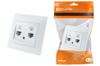Розетка телефонная RJ11 + компьютерная RJ45 белая 
