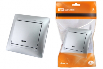 Выключатель 1 кл. с подсветкой 10А серебр. металлик 