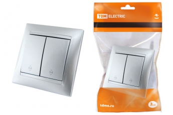 Выключатель на 2 направления 2 кл. 10А серебр. металлик 