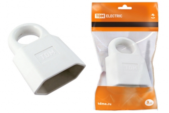 Кабельная розетка 2П 10А 250B (под евровилку CEE 7/16) с з/ш с кольцом белаяTDM | SQ1806-0191 | TDM