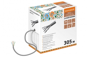 Кабель витая пара народный F/UTP Cat 5e 4х2х24AWG CCA (305м) ПВХ, серый | SQ0107-0112 | TDM