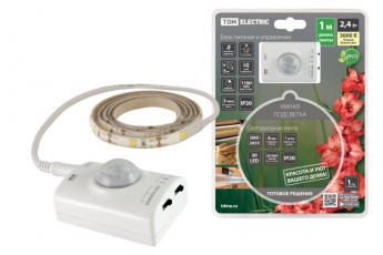 Умная подсветка SMD2835-30LED/m-IP20-5В-2,4Вт-3000К(1 м),датчик движ.и освещ.,акк.Li-Ion 1100мАч | SQ0331-0503 | TDM