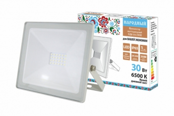 Прожектор светодиодный СДО-04-030Н 30 Вт, 6500 К, IP65, белый, Народный | SQ0336-0272 | TDM