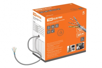 Кабель витая пара F/UTP Cat 5e 4х2х24AWG (305м) solid, ПВХ, серый | SQ0107-0102 | TDM