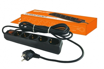 Сетевой фильтр СФ-05В выключатель, 5 гнезд, 1,5метра, с заземлением, ПВС 3х1мм2 16А/250В | SQ1304-0001 | TDM