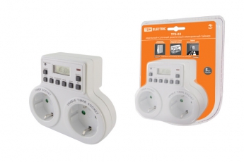 Таймер розеточный ТРЭ-03-1мин/7дн-10on/off-2х8А-2р (недельный, 2 розетки) | SQ1506-0006 | TDM ELECTRIC