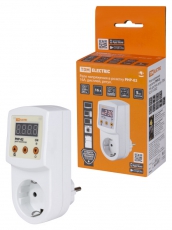 Реле напряжения в розетку РНР-02, 16А, дисплей, регул., | SQ1513-0002 | TDM