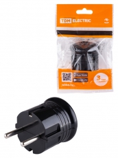 Вилка с/з круглая черная 10А 250В | SQ1806-0200 | TDM