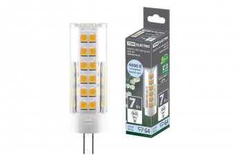 Лампа светодиодная G4-7 Вт-230 В-4000 К, SMD, 18,5x57 мм | SQ0340-0220 | TDM