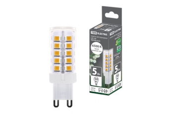 Лампа светодиодная G9-5 Вт-230 В-6500 К, SMD, 16x49 мм | SQ0340-0224 | TDM